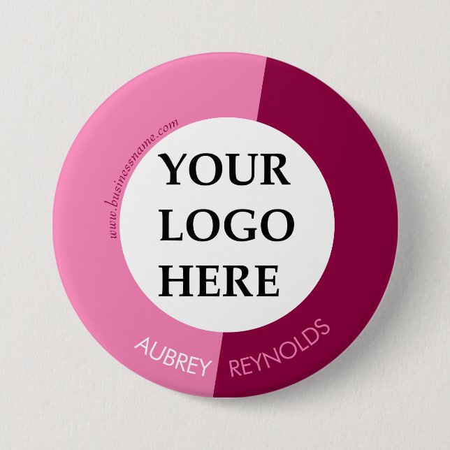 Simple Modern Custom Pink Professional Logo 3 Inch Round Button (Front)