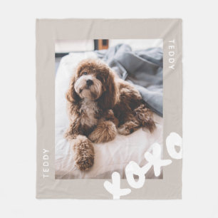 Simple Modern Customized Name Pet Photo  Fleece Blanket