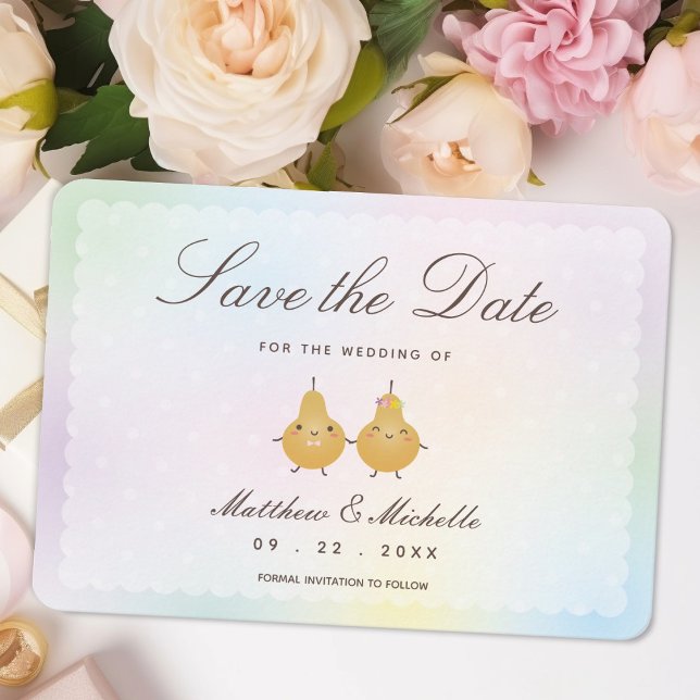 Simple Modern Cute Perfect Pear Whimsical Wedding Save The Date (Creator Uploaded)