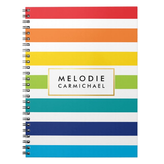 SIMPLE modern cute preppy pattern bright stripe Notebook (Front)