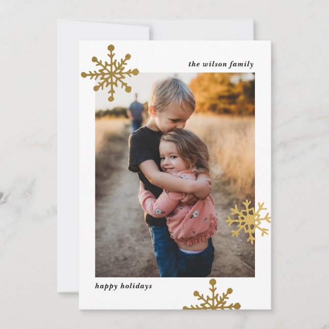 Simple Modern Cute Snowflake Photo    Holiday Card (Front)