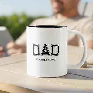 Simple Modern Dad Established College Typography Two-Tone Coffee Mug
