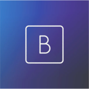 Simple Modern Dark Blue Ombre Gradient & Monogram