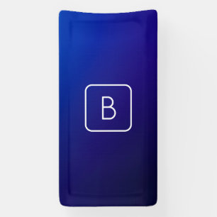 Simple Modern Dark Blue Ombre Gradient & Monogram Banner