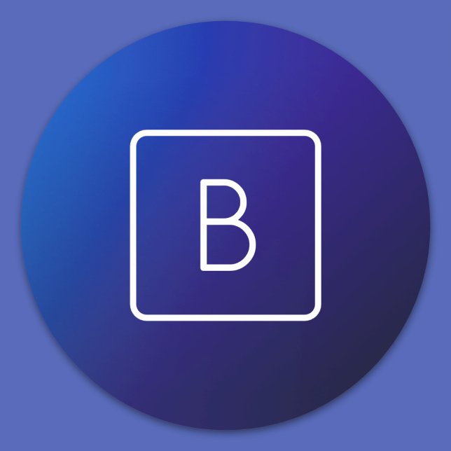 Simple Modern Dark Blue Ombre Gradient & Monogram Classic Round Sticker (Creator Uploaded)