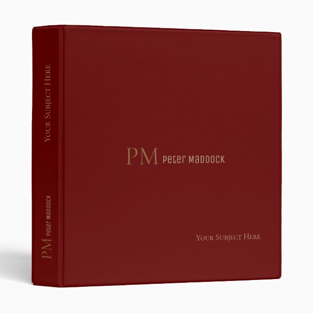 Simple Modern dark-red binder with name (Front/Spine)