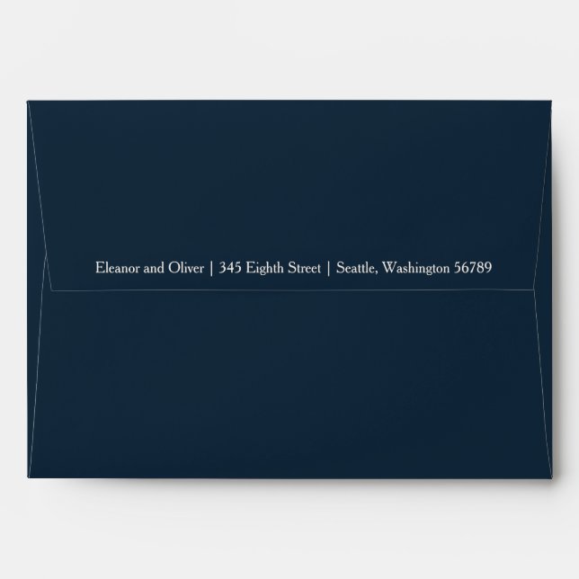 Simple Modern Deep Navy Wedding Return Address Envelope (Back (Top Flap))