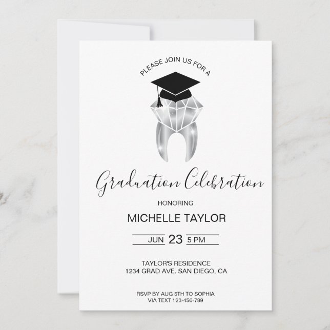Simple Modern Dental Dentist Graduation Party Invitation (Front)