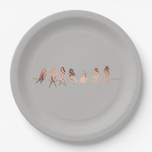 Simple Modern Design with Copper Birds on Wire Paper Plate