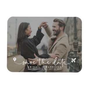 Simple Modern Destination Wedding Script Photo Magnet