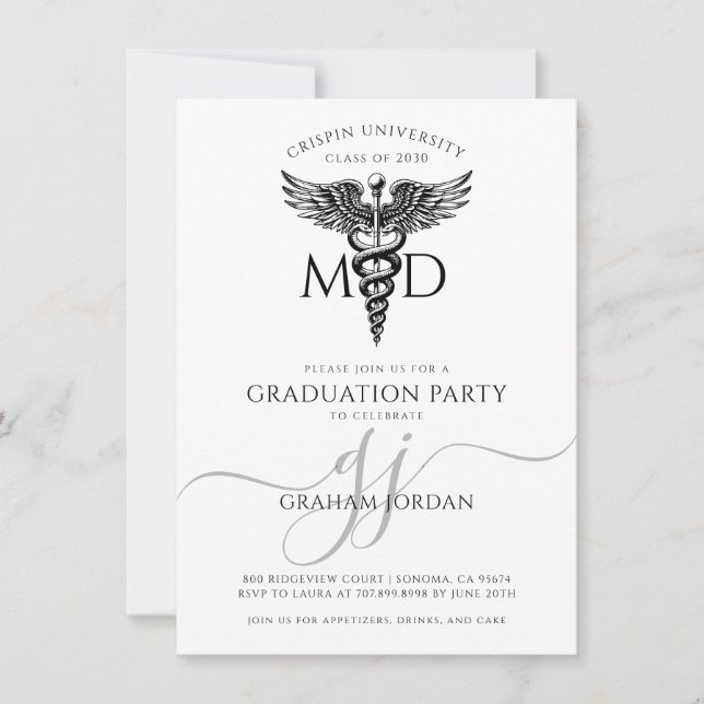 Simple Modern Doctor Graduation Party  Invitation (Front)