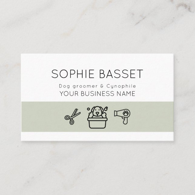 Simple modern dog grooming service  business card (Front)