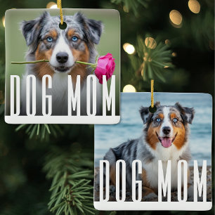 Simple Modern Dog Mom Pet Photo Ceramic Ornament