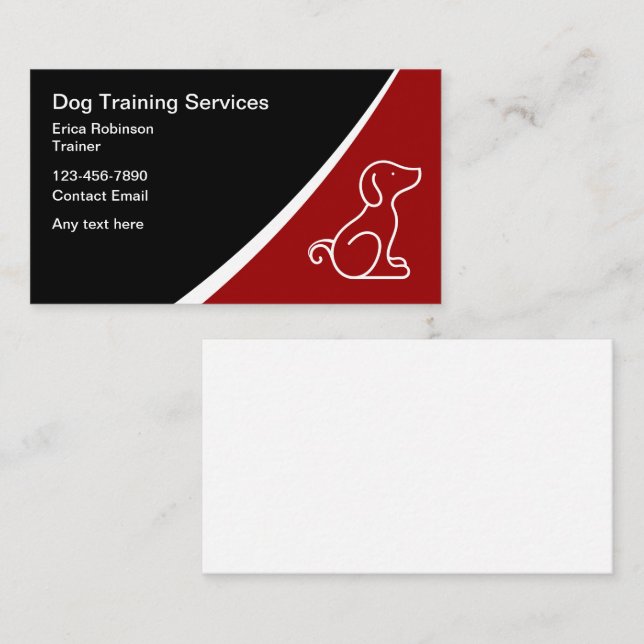 Simple Modern Dog Trainer Canine Instructor Business Card (Front/Back)