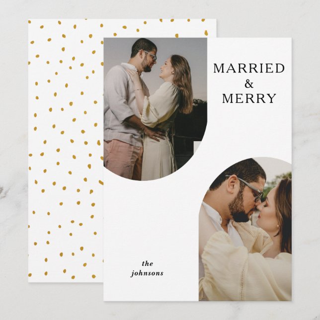 Simple Modern Double Arch Two Photo    Holiday Card (Front/Back)