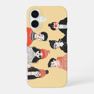 Simple modern drawing of cool young people iPhone 16 case