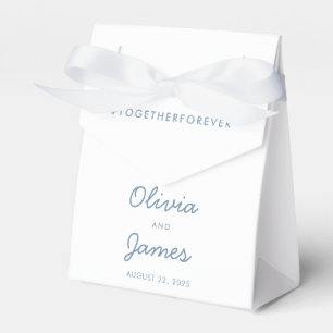 Simple Modern Dusty Blue Script Wedding Hashtag Favor Box