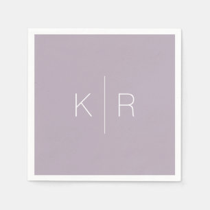 Simple Modern Dusty Lilac Monogram Wedding Napkins