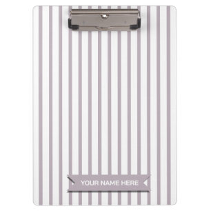 Simple Modern Dusty Lilac Stripe Custom Name Clipboard