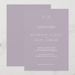 Simple Modern Dusty Lilac Wedding Invitation