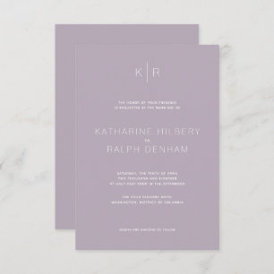 Simple Modern Dusty Lilac Wedding Invitation