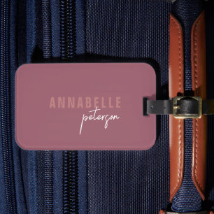 Simple Modern Dusty Rose Minimalist Personalized Luggage Tag