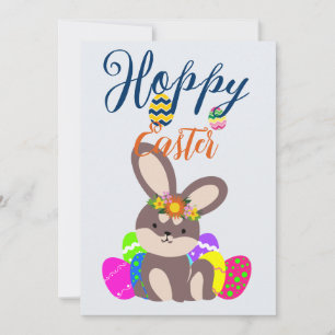 simple Modern easter bunny Happy Easter to friends Holiday Card