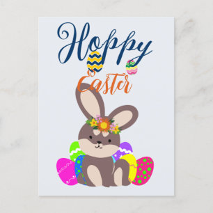 simple Modern easter bunny Happy Easter to friends Holiday Postcard