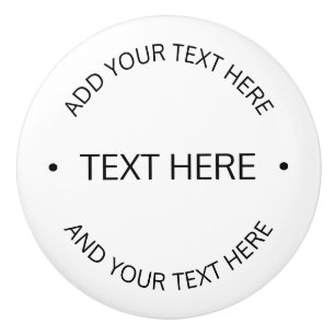 Simple Modern Editable Text   White & Black Ceramic Knob