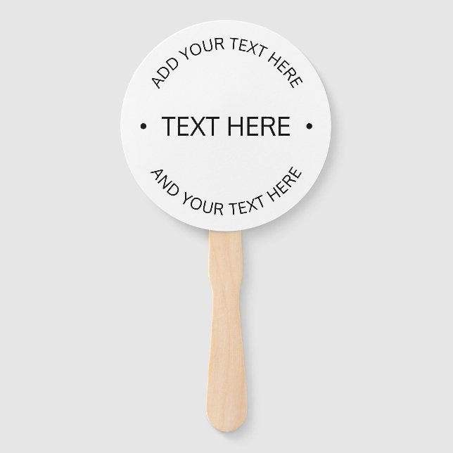 Simple Modern Editable Text | White & Black Hand Fan (Front)