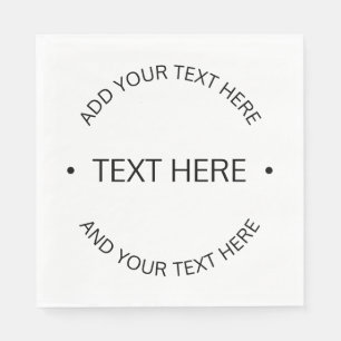 Simple Modern Editable Text   White & Black Napkin
