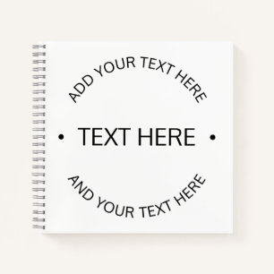 Simple Modern Editable Text White & Black Notebook
