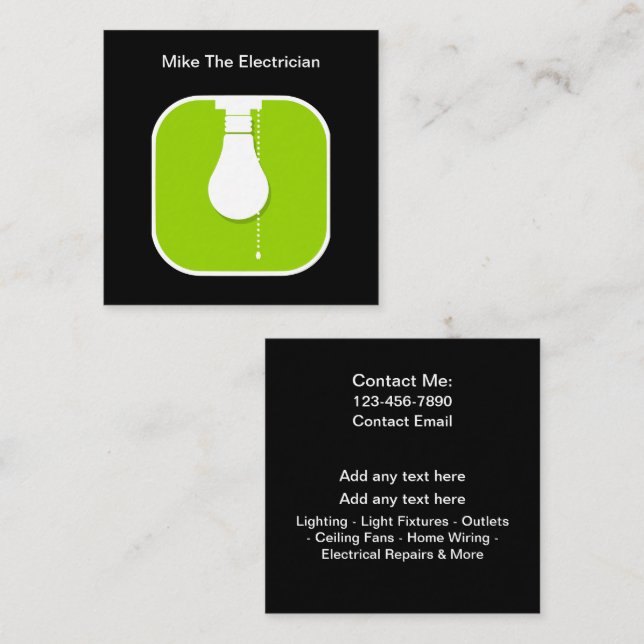 Simple Modern Electrician Business Cards Template (Front/Back)