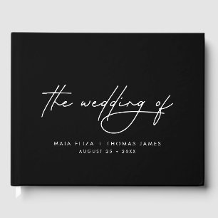 Simple Modern Elegant Black and White Wedding Guest Book