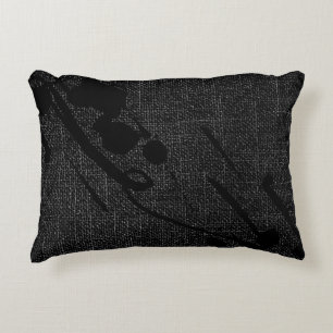 Simple Modern Elegant Black Faux Jute Burlap Accent Pillow