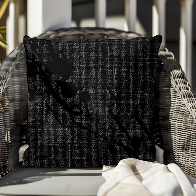 Simple Modern Elegant Black Faux Jute Burlap  Throw Pillow (Creator Uploaded)