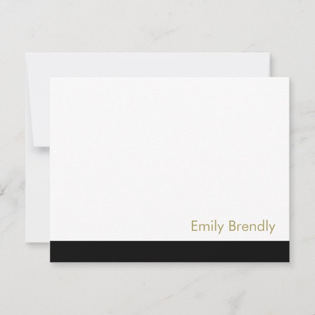 Simple Modern Elegant Black White Flat Note Card (Front)