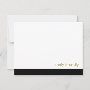 Simple Modern Elegant Black White Flat Note Card