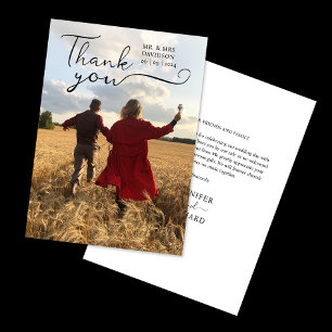 Simple Modern Elegant Calligraphy Gratitude Photo Thank You Card