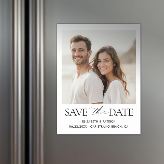 Simple Modern Elegant Calligraphy Type Wedding Magnetic Invitation (magnet wedding photo save the date black white simple modern minimalist elegant calligraphy)