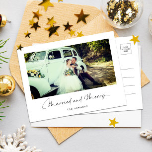 Simple Modern Elegant Christmas Photo Holiday Postcard