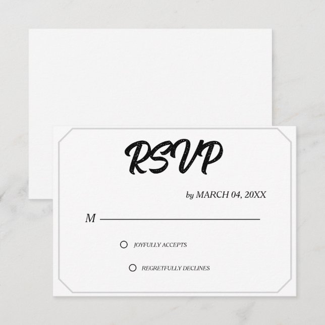 Simple Modern Elegant Classic Wedding RSVP (Devant / Derrière)