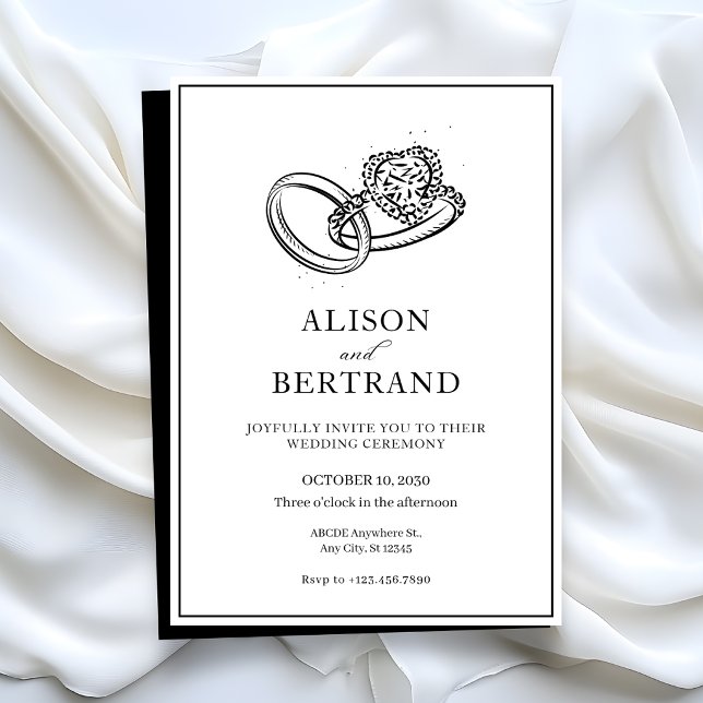 Simple Modern elegant couple ring wedding  Invitation (Creator Uploaded)
