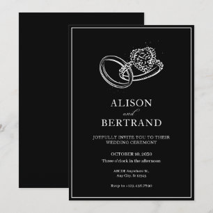 Simple Modern elegant couple ring wedding  Invitation