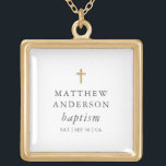 Simple Modern Elegant Cross Baby Baptism Gold Plated Necklace<br><div class="desc">Design is composed of simple typography with sans serif and serif font.</div>