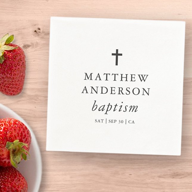 Simple Modern Elegant Cross Baby Baptism Napkin (Creator Uploaded)