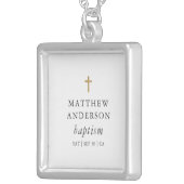 Simple Modern Elegant Cross Baby Baptism Silver Plated Necklace (Front Right)