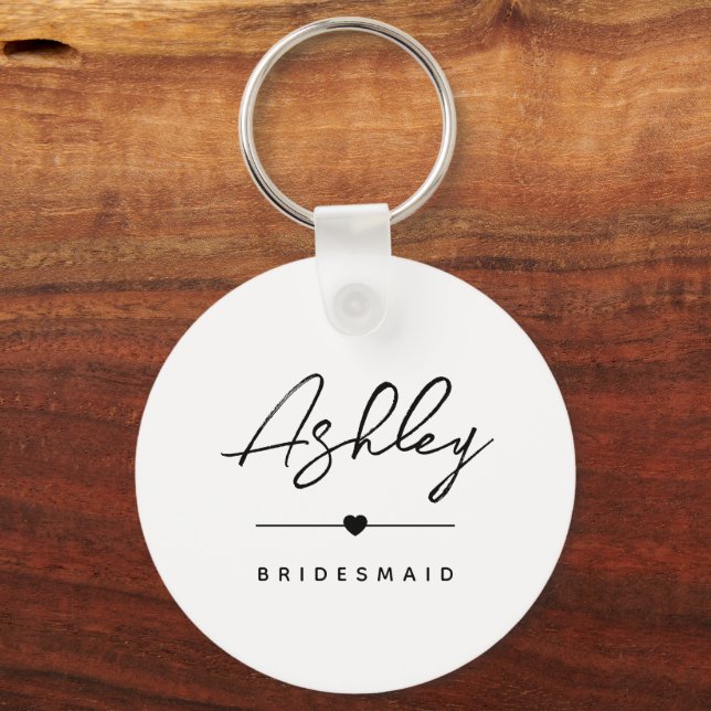 Simple Modern Elegant Custom Bridesmaid Name Keychain (Front)