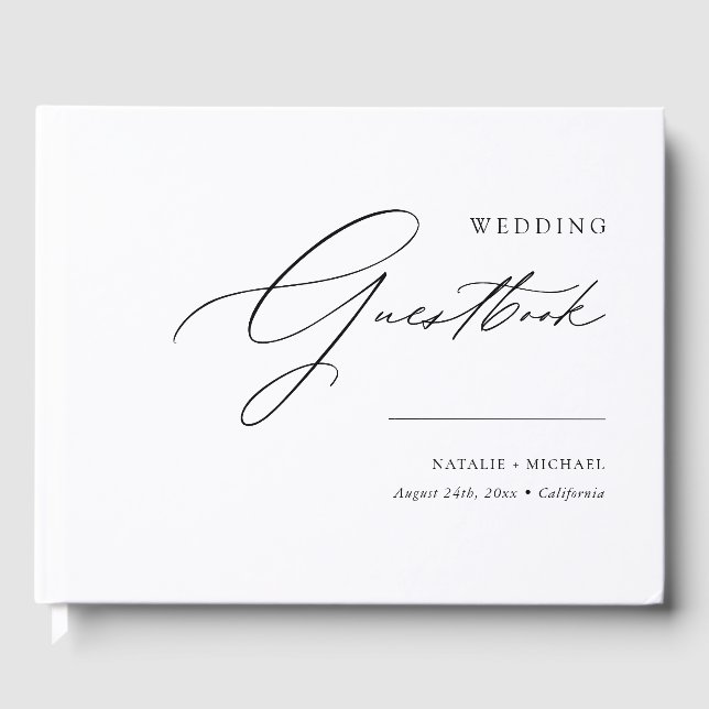 Simple Modern Elegant Custom Personalized Wedding Guest Book (Front)