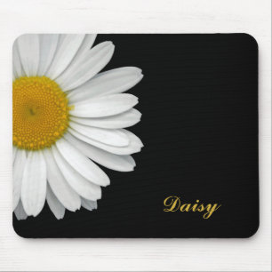 Simple Modern Elegant Daisy Flower with Name Mouse Pad